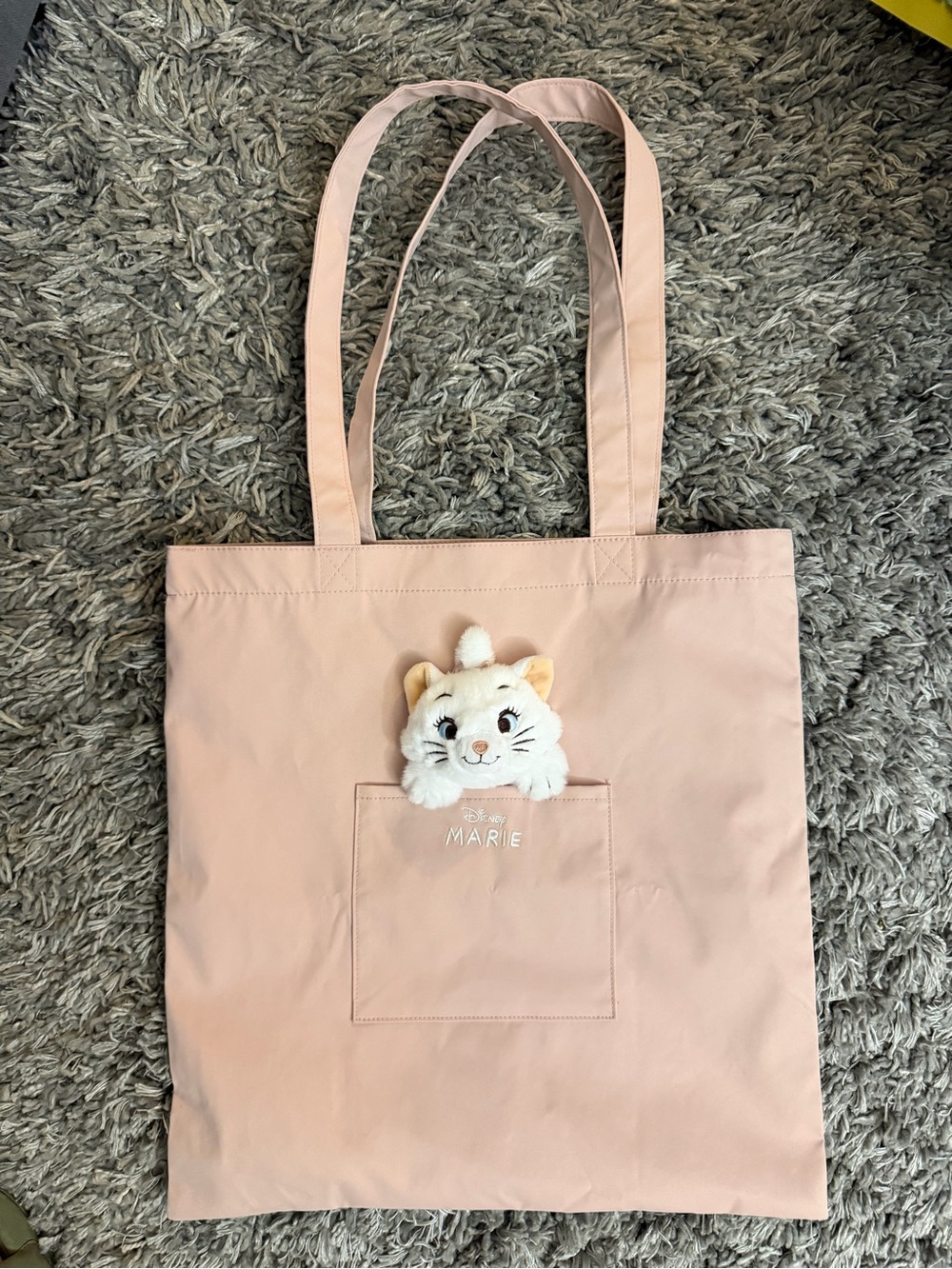 Disney Pink Marie Plush Pocket Tote Bag - Picture 1 of 9